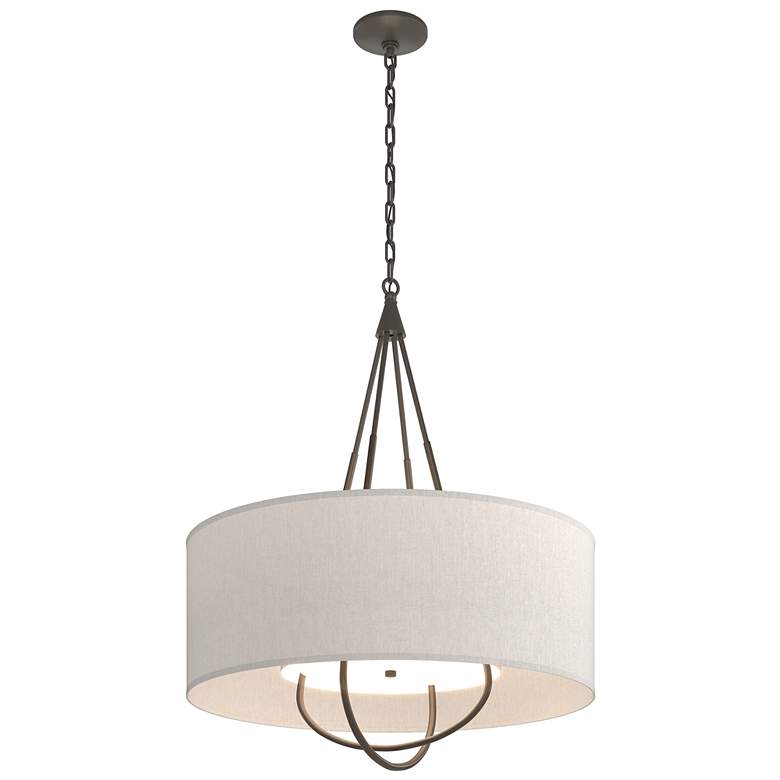 Image 1 Loop Pendant - Dark Smoke Finish - Bronze Accents - Flax Shade