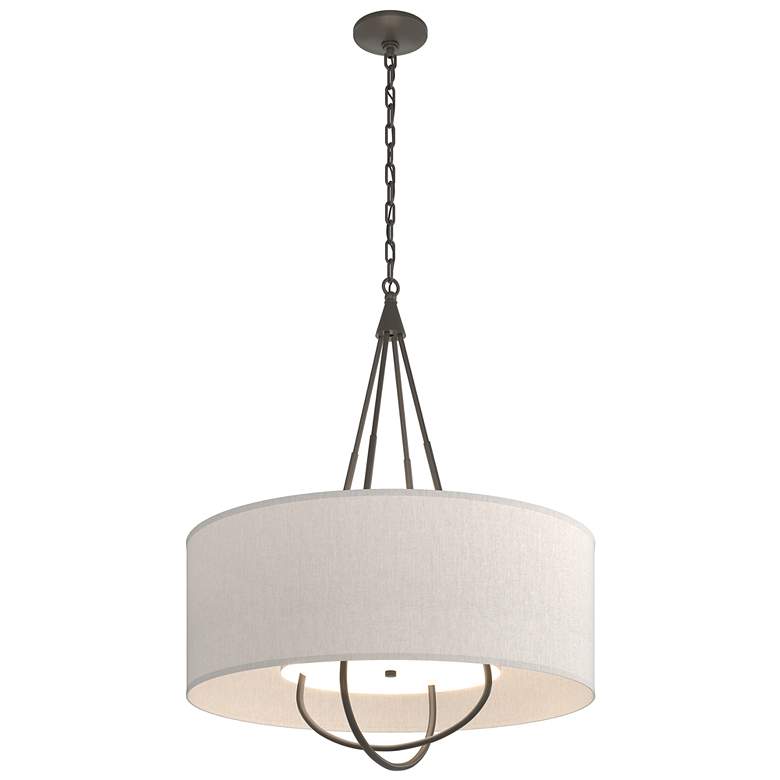Image 1 Loop Pendant - Dark Smoke Finish - Dark Smoke Accents - Flax Shade