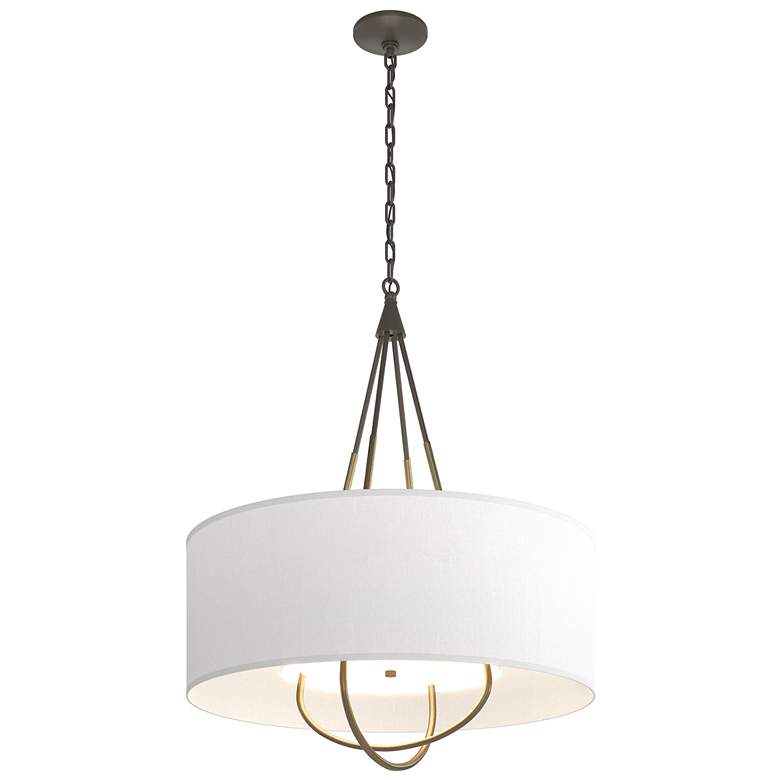 Image 1 Loop Pendant - Dark Smoke Finish - Soft Gold Accents - Natural Anna Shade