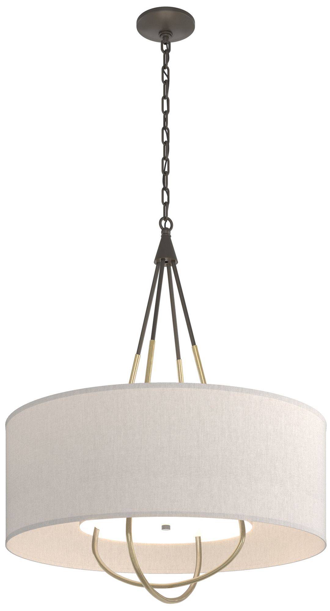 Loop Pendant - Dark Smoke - Modern Brass - Flax Shade - Made to Order