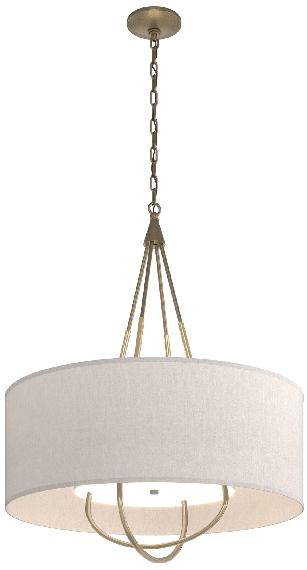 Loop Pendant - Gold - Modern Brass - Flax Shade - Made to Order