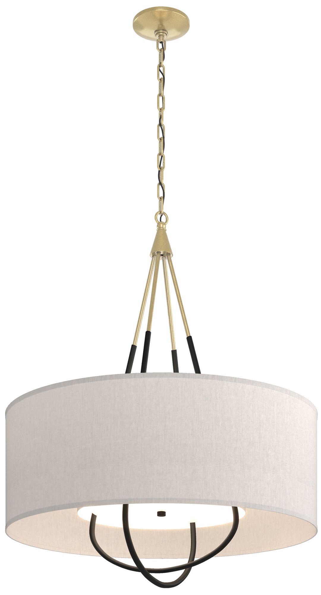 Loop Pendant - Modern Brass - Black - Flax Shade - Made to Order