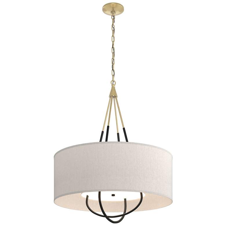 Image 1 Loop Pendant - Modern Brass - Black - Flax Shade