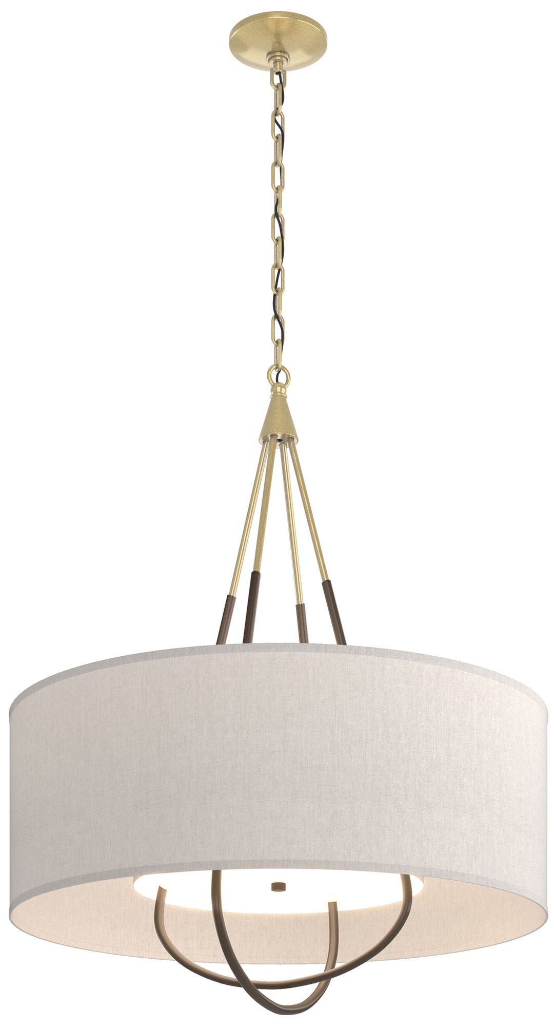 Loop Pendant - Modern Brass - Bronze - Flax Shade - Made to Order