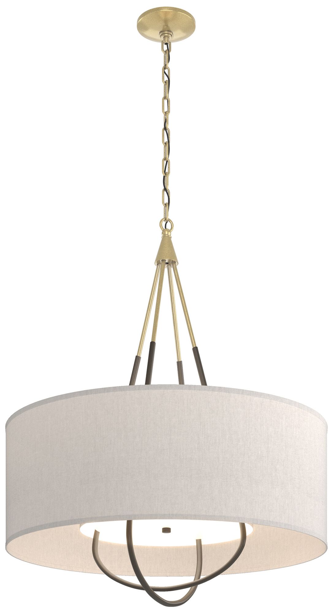 Loop Pendant - Modern Brass - Dark Smoke - Flax Shade - Made to Order