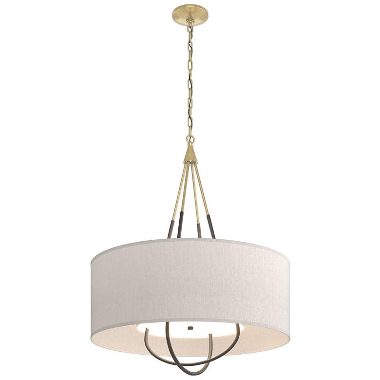 Image 1 Loop Pendant - Modern Brass - Dark Smoke - Flax Shade