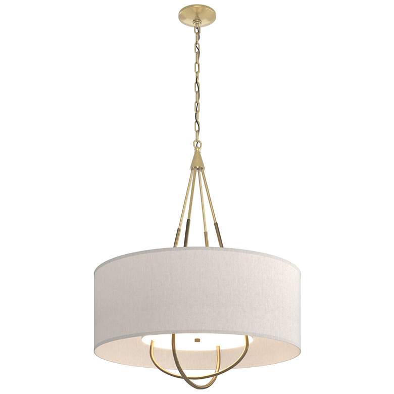 Image 1 Loop Pendant - Modern Brass - Gold - Flax Shade