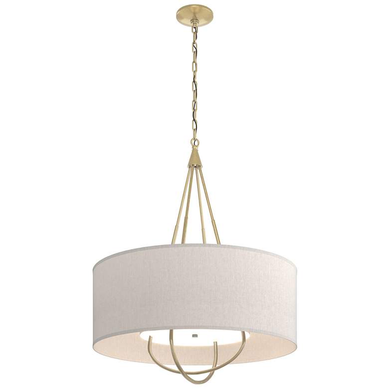 Image 1 Loop Pendant - Modern Brass - Modern Brass - Flax Shade