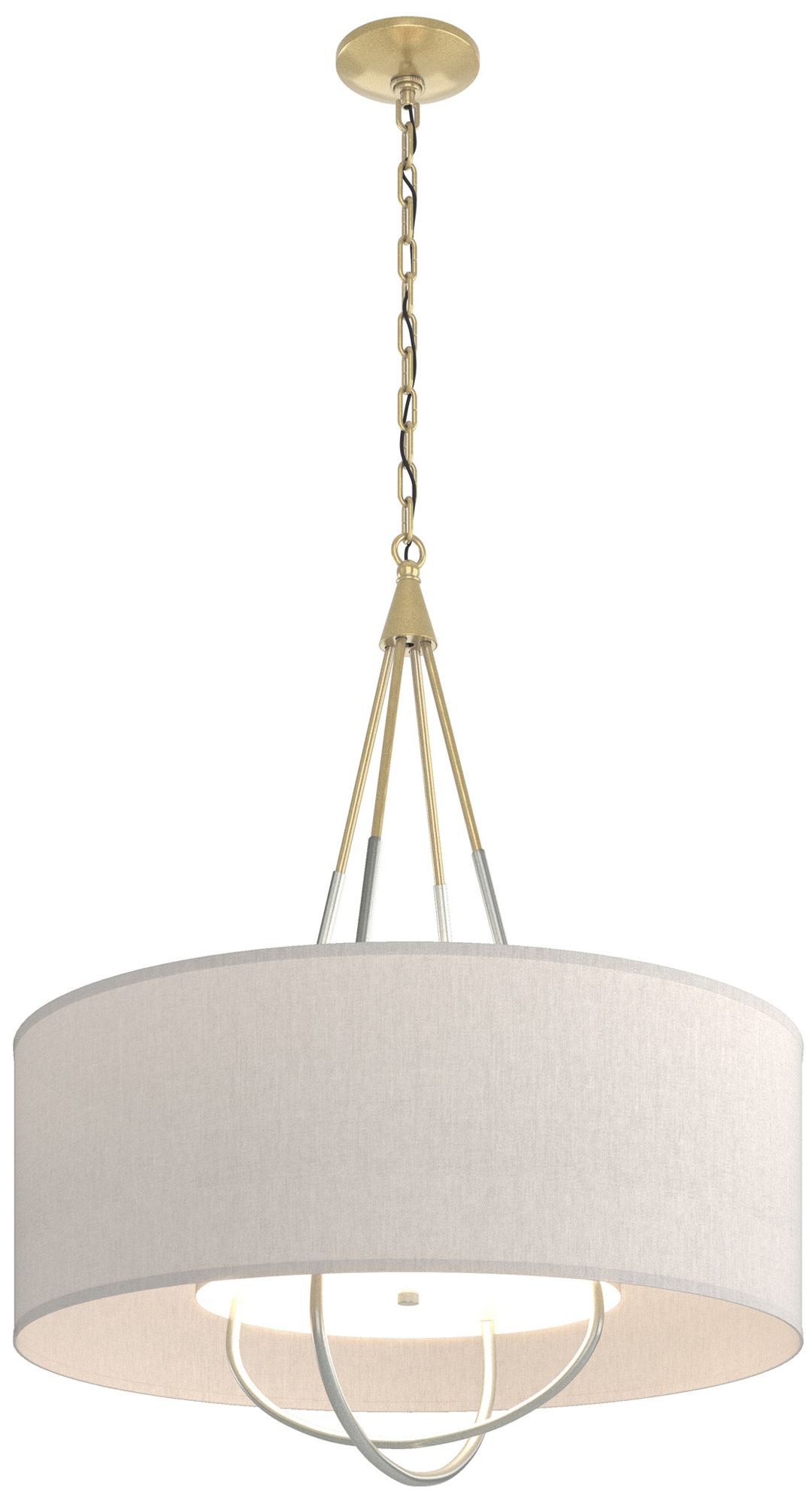 Loop Pendant - Modern Brass - Platinum - Flax Shade - Made to Order