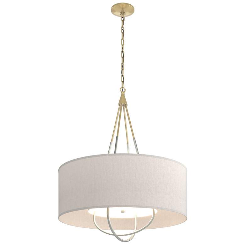 Image 1 Loop Pendant - Modern Brass - Platinum - Flax Shade