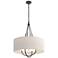 Loop Pendant - Natural Iron Finish - Black Accents - Flax Shade