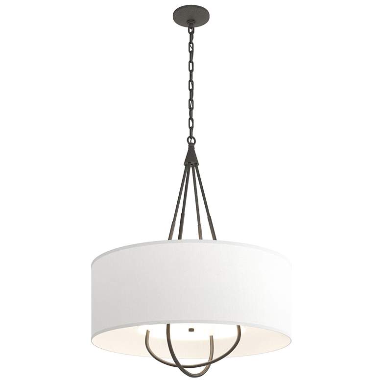Image 1 Loop Pendant - Natural Iron Finish - Dark Smoke Accents - Natural Shade
