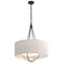 Loop Pendant - Natural Iron Finish - Soft Gold Accents - Flax Shade