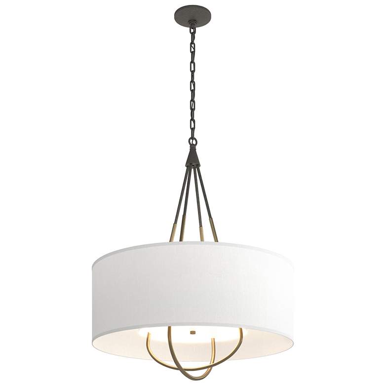 Image 1 Loop Pendant - Natural Iron Finish - Soft Gold Accents - Natural Anna Shade