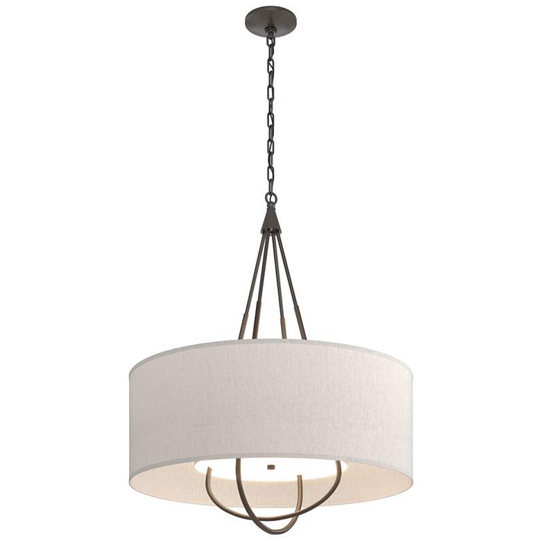 Image 1 Loop Pendant - Oil Rubbed Bronze - Bronze - Flax Shade