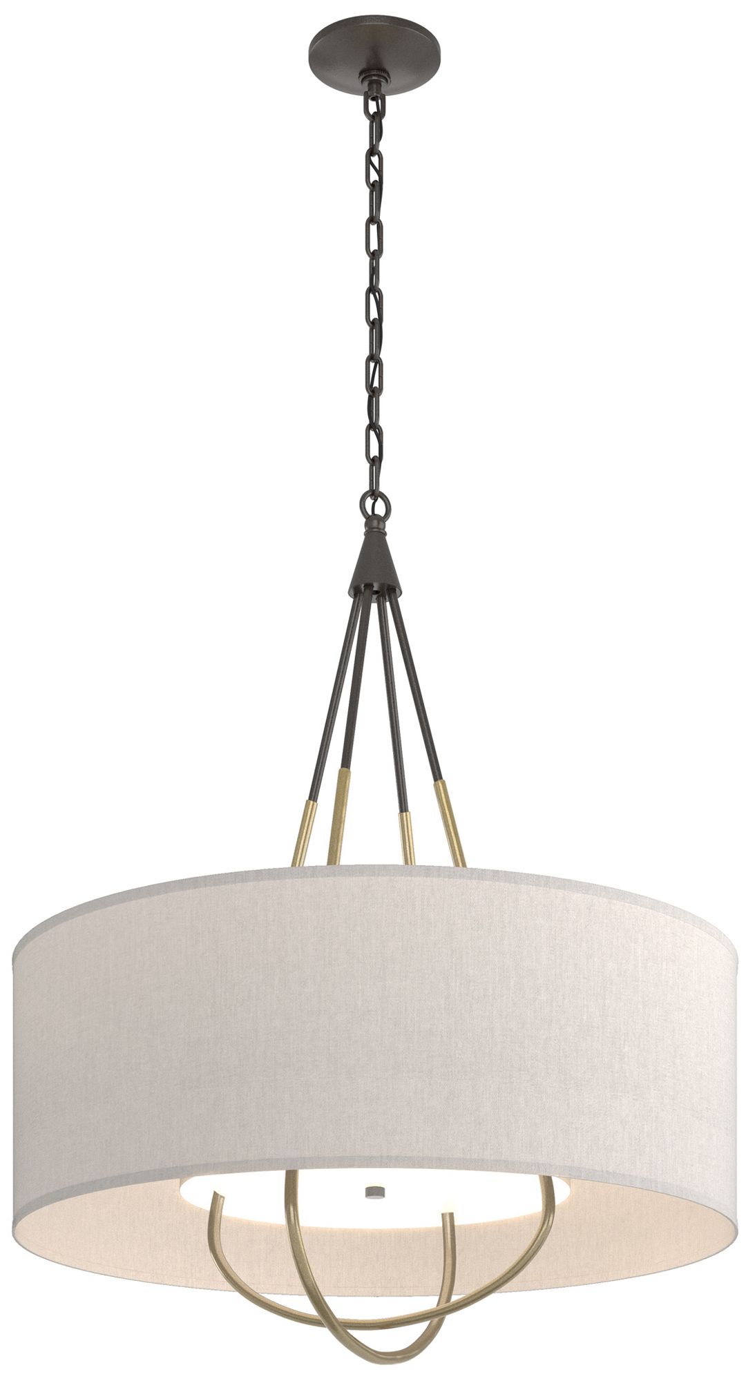 Loop Pendant - Oil Rubbed Bronze - Modern Brass - Flax Shade Made to Order
