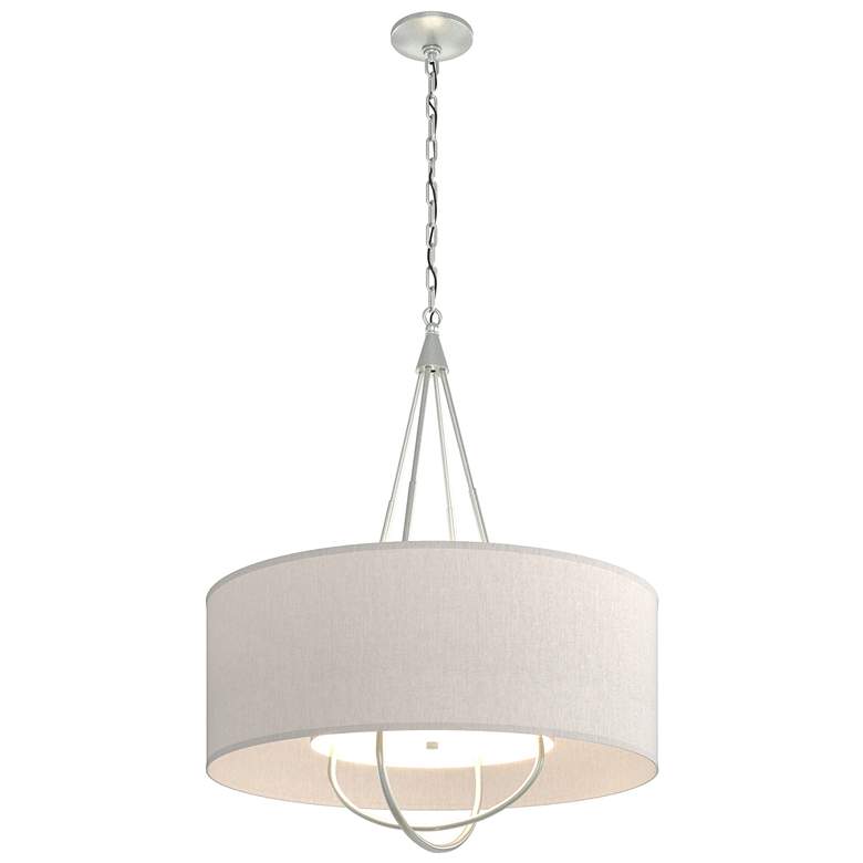 Image 1 Loop Pendant - Platinum Finish - Vintage Platinum Accents - Flax Shade