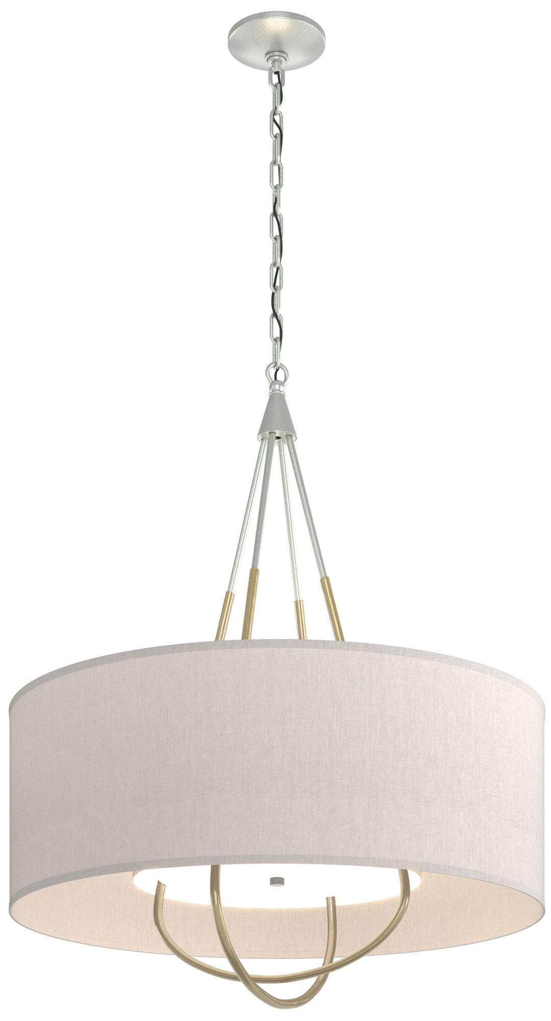 Loop Pendant - Platinum - Modern Brass - Flax Shade - Made to Order