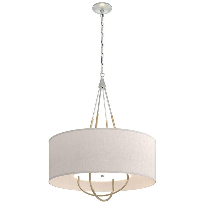 Image 1 Loop Pendant - Platinum - Modern Brass - Flax Shade