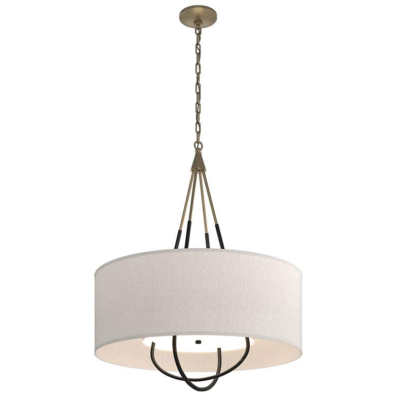 Image 1 Loop Pendant - Soft Gold Finish - Black Accents - Flax Shade