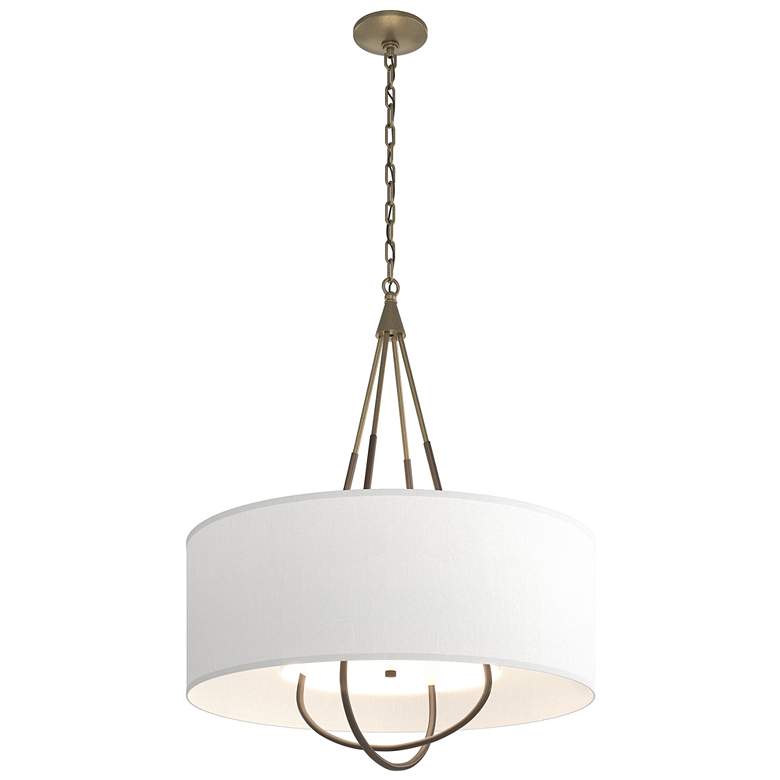 Image 1 Loop Pendant - Soft Gold Finish - Bronze Accents - Natural Anna Shade