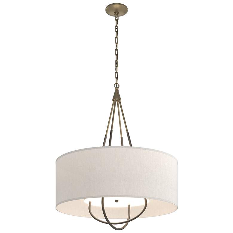 Image 1 Loop Pendant - Soft Gold Finish - Dark Smoke Accents - Flax Shade