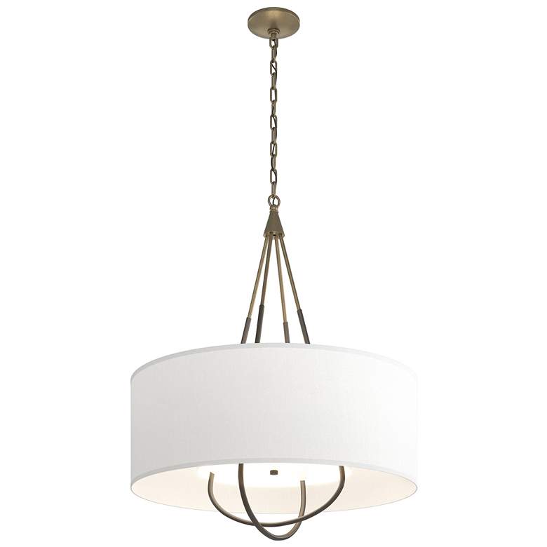 Image 1 Loop Pendant - Soft Gold Finish - Dark Smoke Accents - Natural Anna Shade