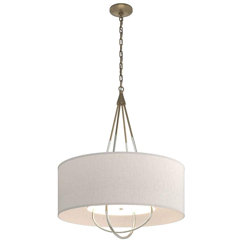 Image 1 Loop Pendant - Soft Gold Finish - Sterling Accents - Flax Shade