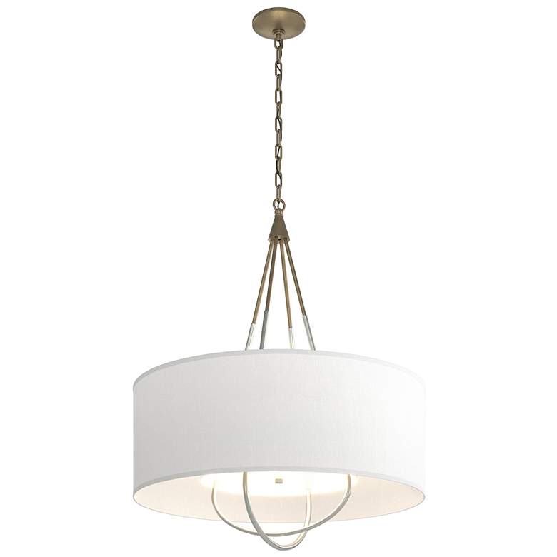 Image 1 Loop Pendant - Soft Gold Finish - Vintage Platinum Accents - Natural Shade