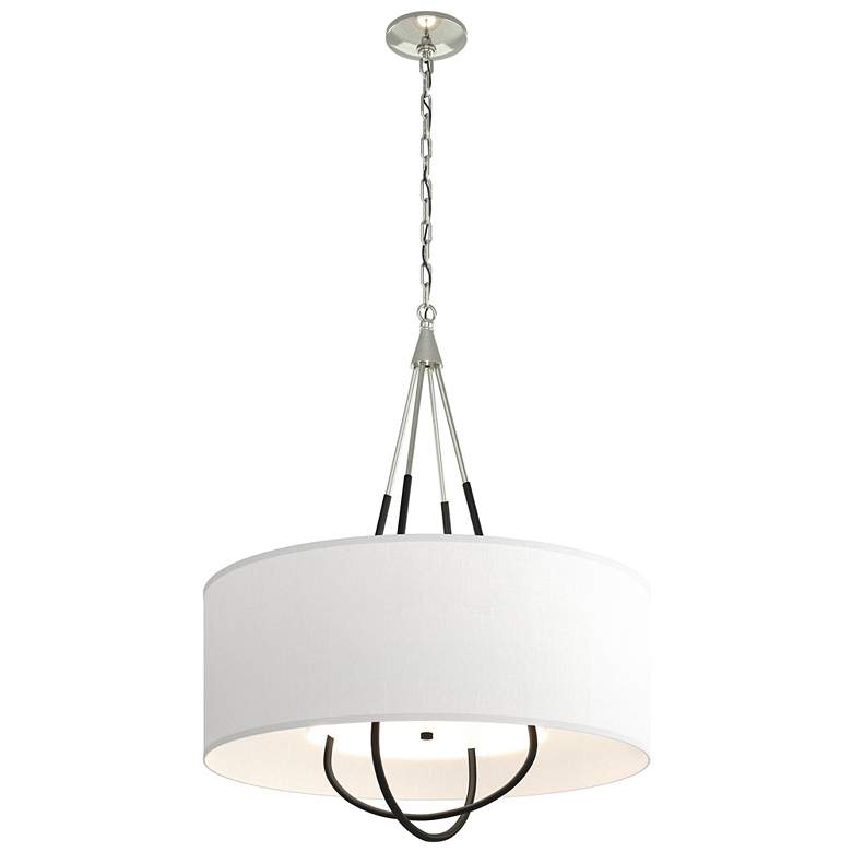 Image 1 Loop Pendant - Sterling Finish - Black Accents - Natural Anna Shade