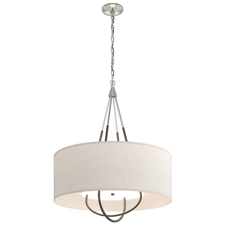 Image 1 Loop Pendant - Sterling Finish - Dark Smoke Accents - Flax Shade