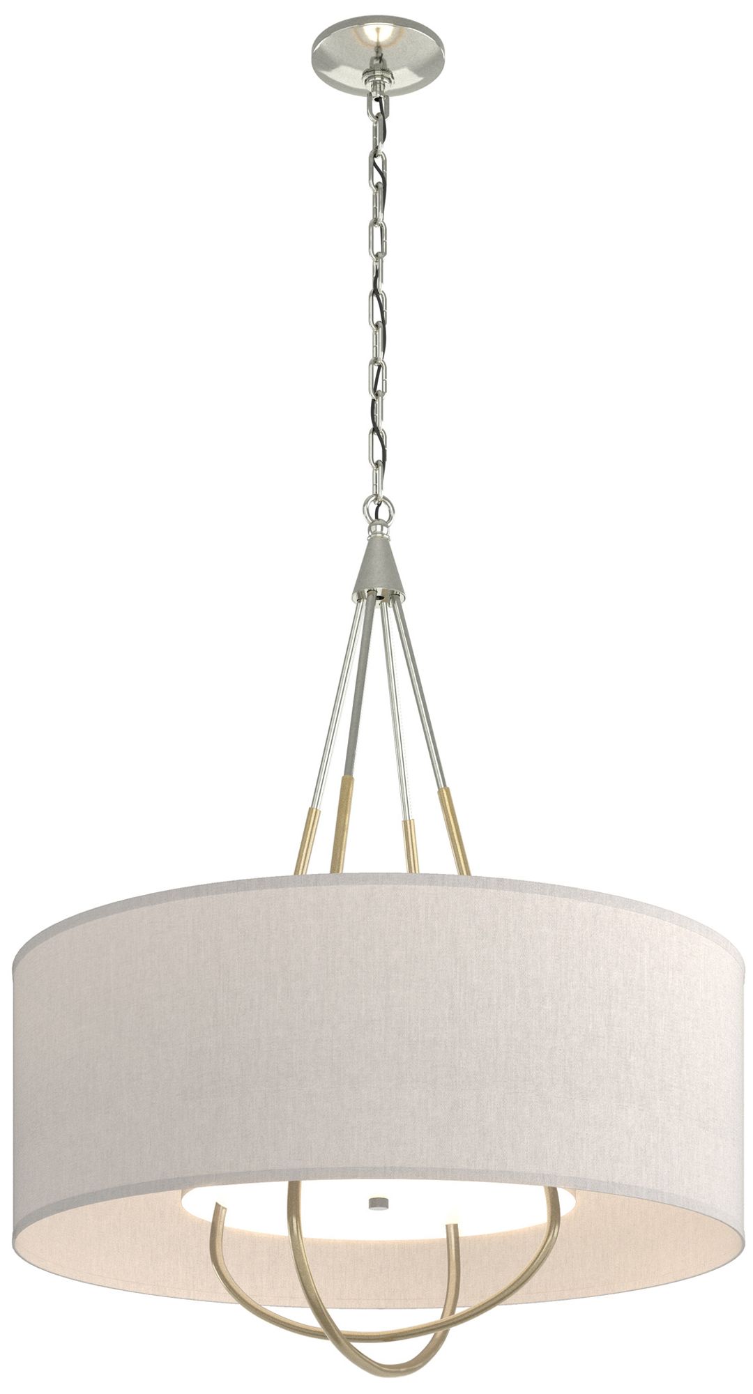 Loop Pendant - Sterling - Modern Brass - Flax Shade - Made to Order