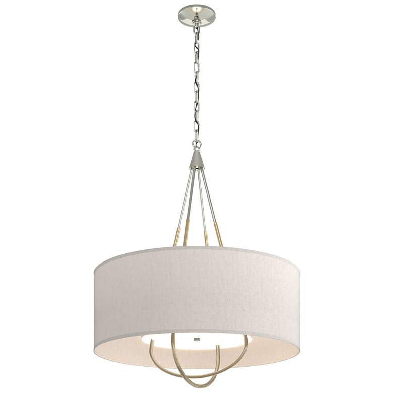 Image 1 Loop Pendant - Sterling - Modern Brass - Flax Shade