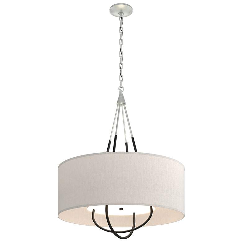 Image 1 Loop Pendant - Vintage Platinum Finish - Black Accents - Flax Shade