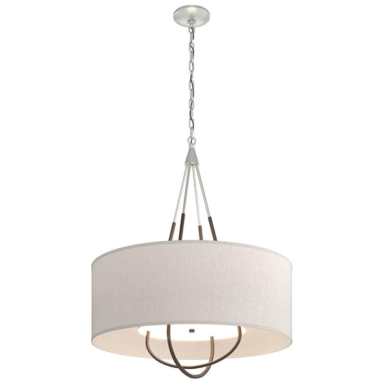 Image 1 Loop Pendant - Vintage Platinum Finish - Bronze Accents - Flax Shade