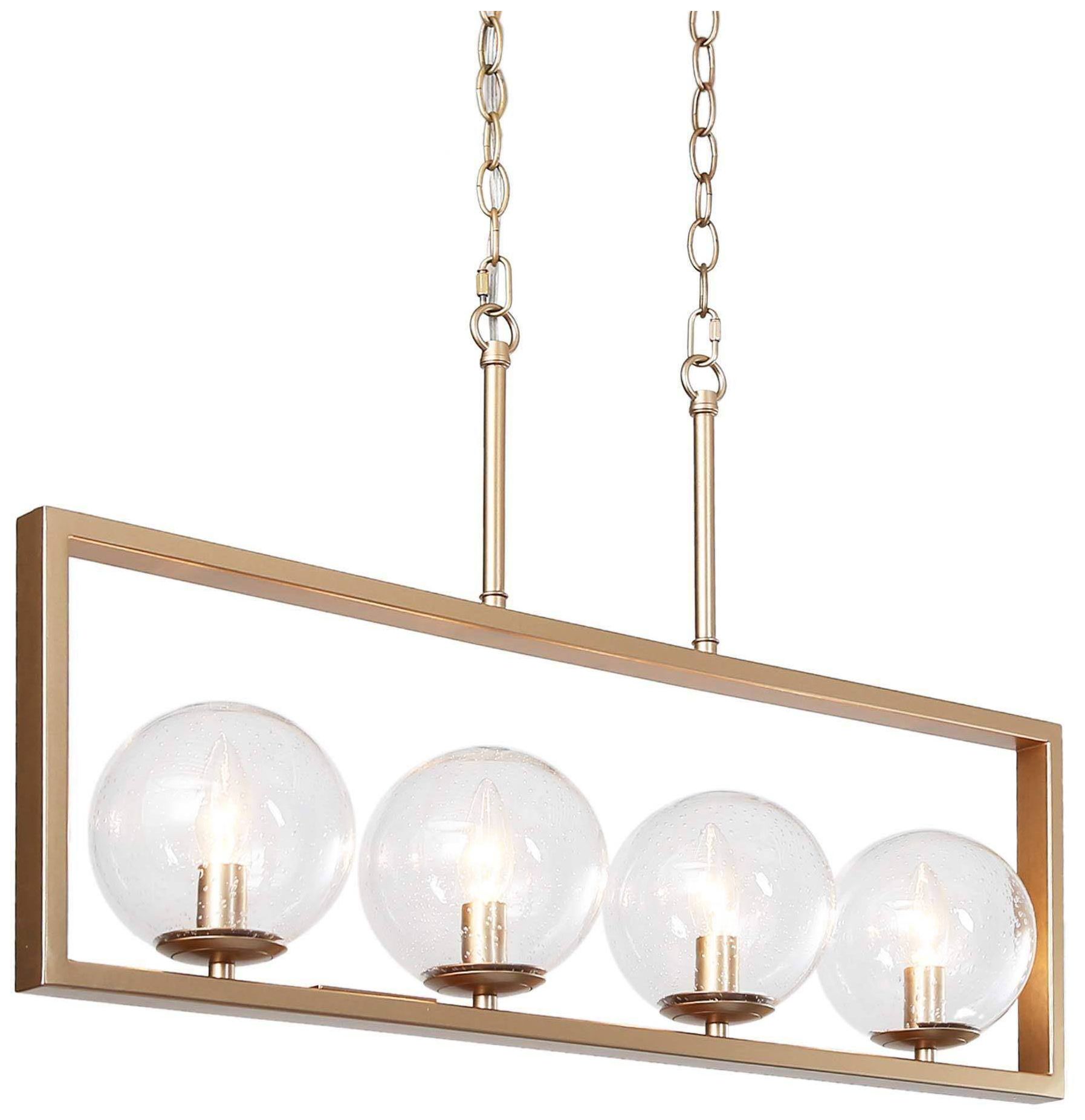 Loope 30"W 4-Light Linear Chandelier with Globe Seeded Glass