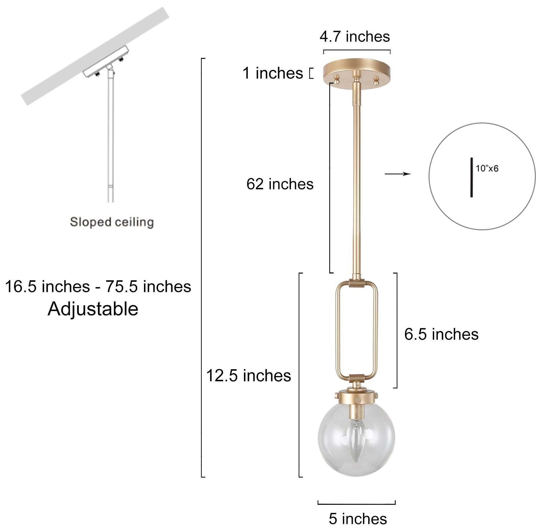 Image 2 Loope 5.1"W 1-Light Modern Gold Pendant Globe Glass Light more views