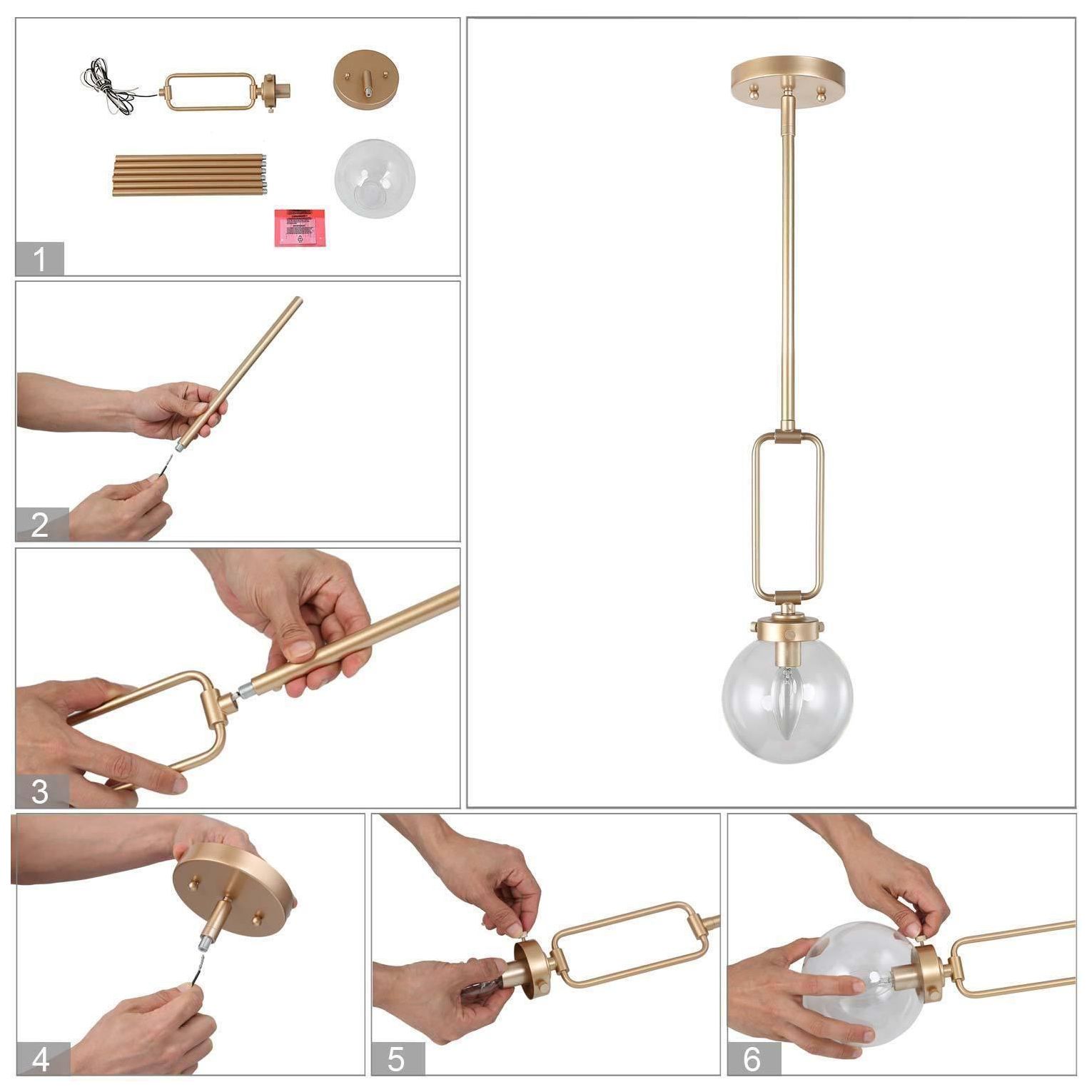 Image 5 Loope 5.1"W 1-Light Modern Gold Pendant Globe Glass Light more views