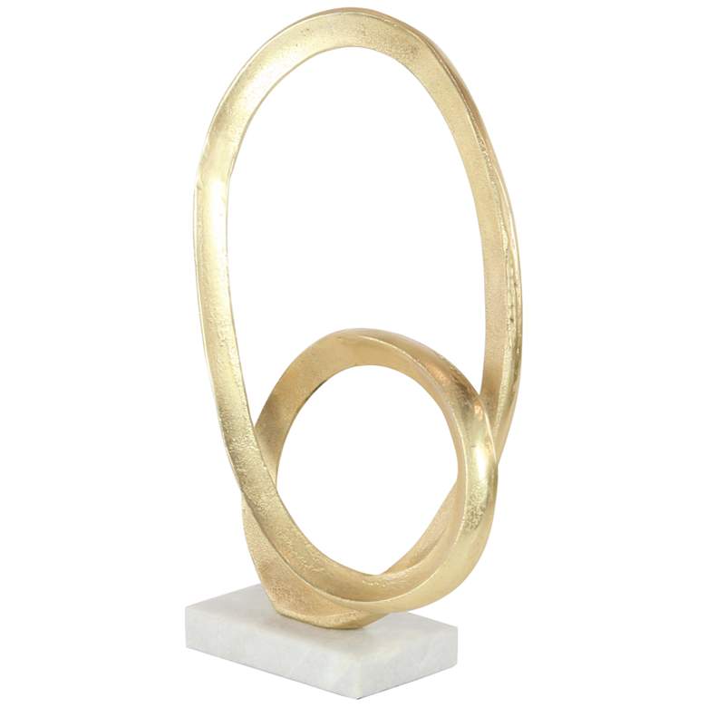 Image 1 Looped Abstract 17" High Gold Metal Geometric Sculpture