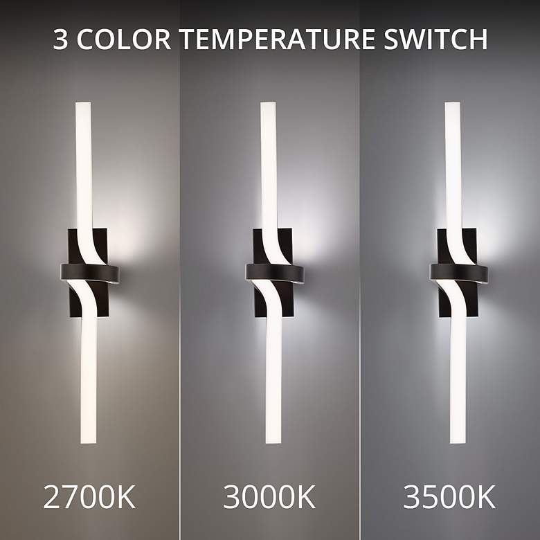 Image 2 Loophole 26"H x 3.13"W 1-Light Bath Vanity & Wall Light in Bl more views