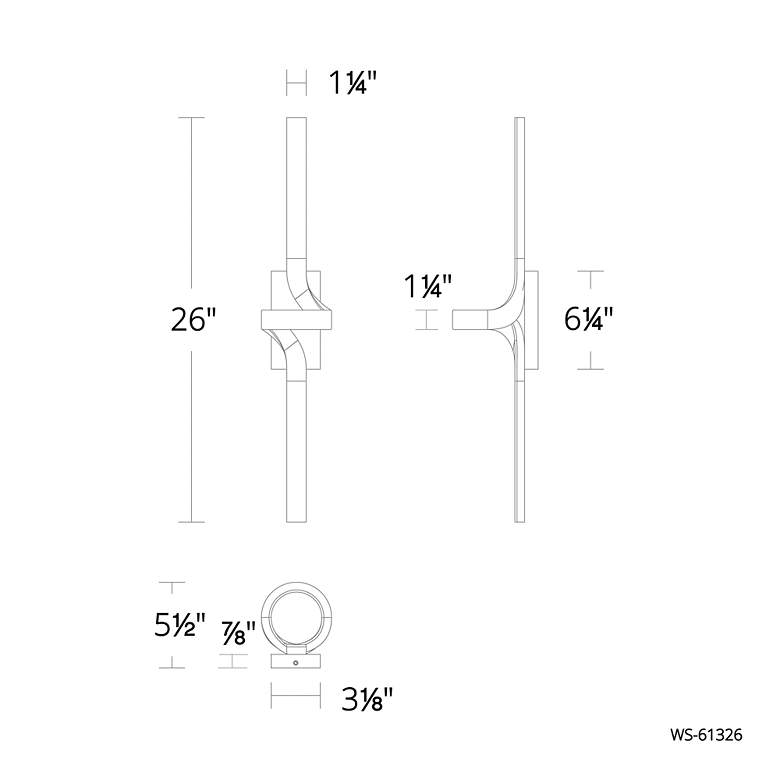 Image 3 Loophole 26"H x 3.13"W 1-Light Bath Vanity & Wall Light in Bl more views