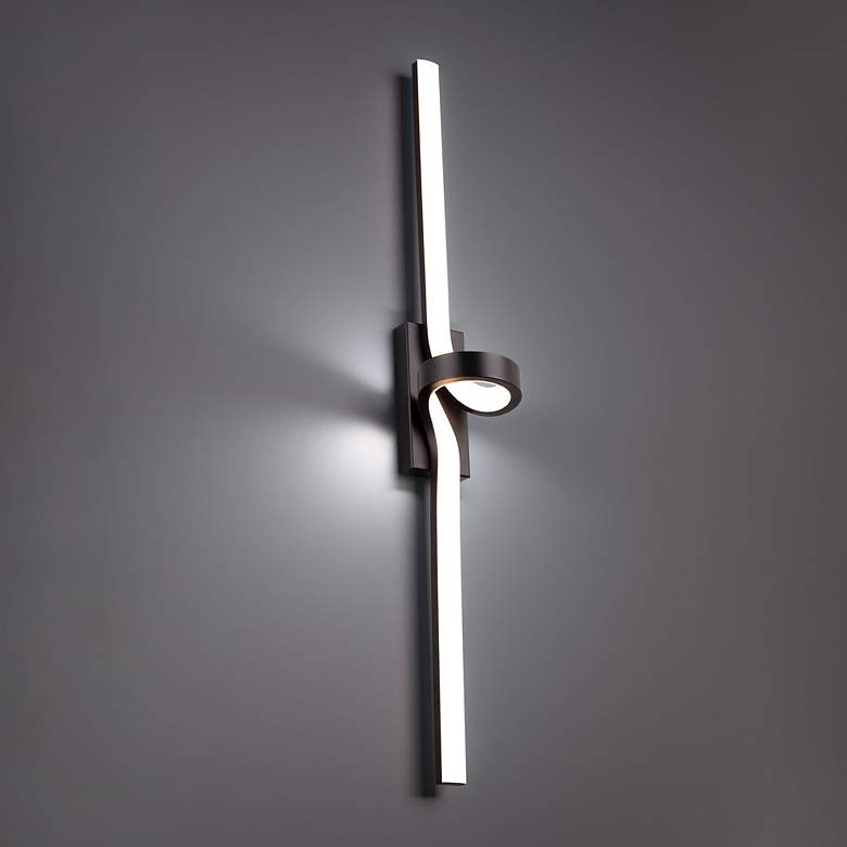 Image 1 Loophole 34"H x 3.13"W 1-Light Bath Vanity & Wall Light in Bl