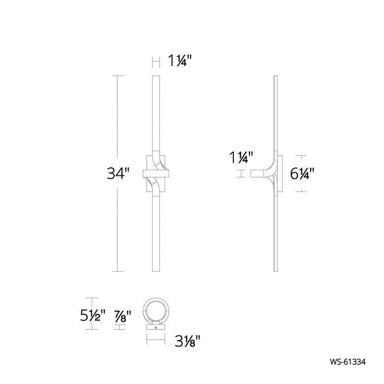 Image 5 Loophole 34"H x 3.13"W 1-Light Bath Vanity & Wall Light in Bl more views