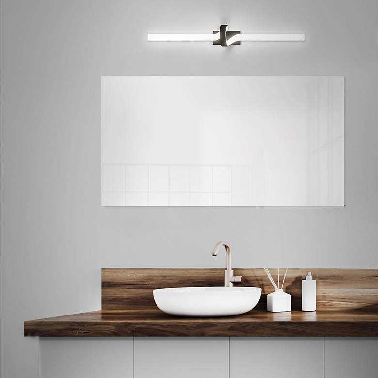 Image 6 Loophole 34"H x 3.13"W 1-Light Bath Vanity & Wall Light in Bl more views