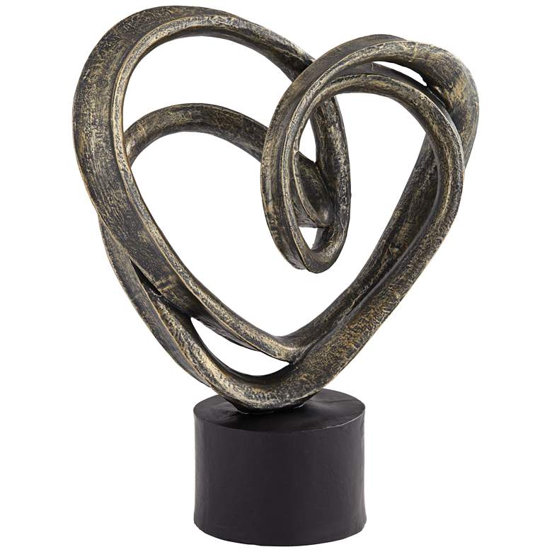 Image 1 Looping Heart 16 1/2 inch High Antique Bronze Sculpture