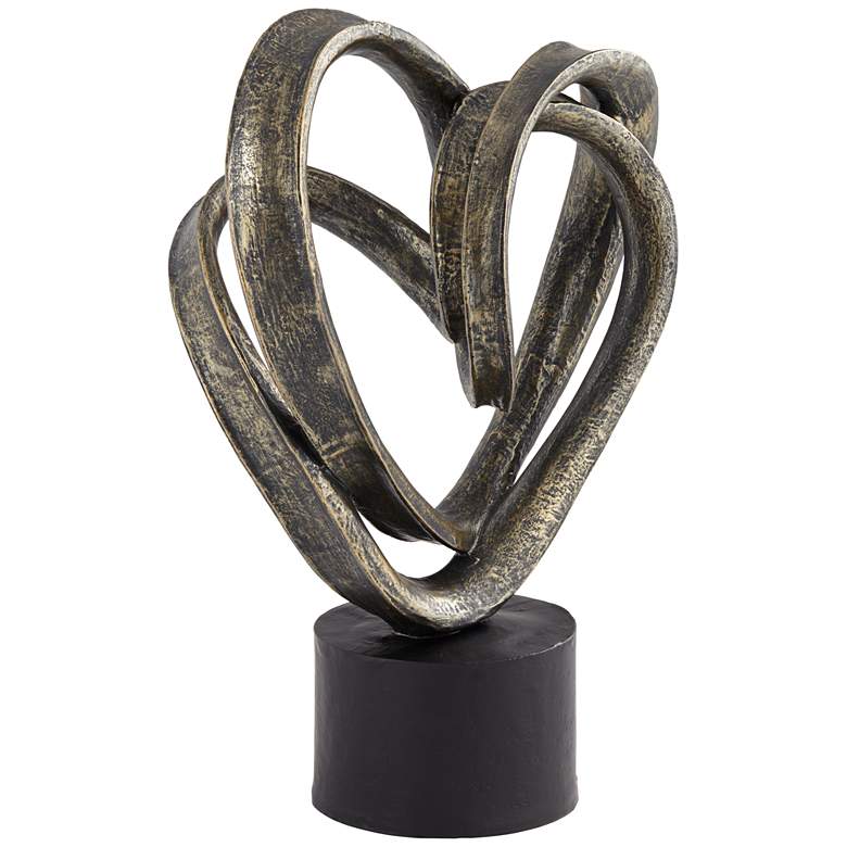 Image 4 Looping Heart 16 1/2 inch High Antique Bronze Sculpture more views