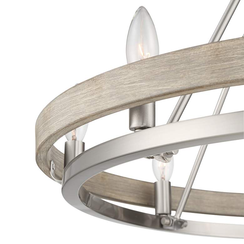 Lora 29 1/4 inch Wide Nickel and Gray Wood Finish 8-Light Ring Chandelier more views