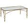 Lora 48" Wide Glass Top and Antiqued Gold Leaf Coffee Table