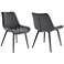 Loralie Set of 2 Dining Chairs in Gray Faux Leather and Black Metal