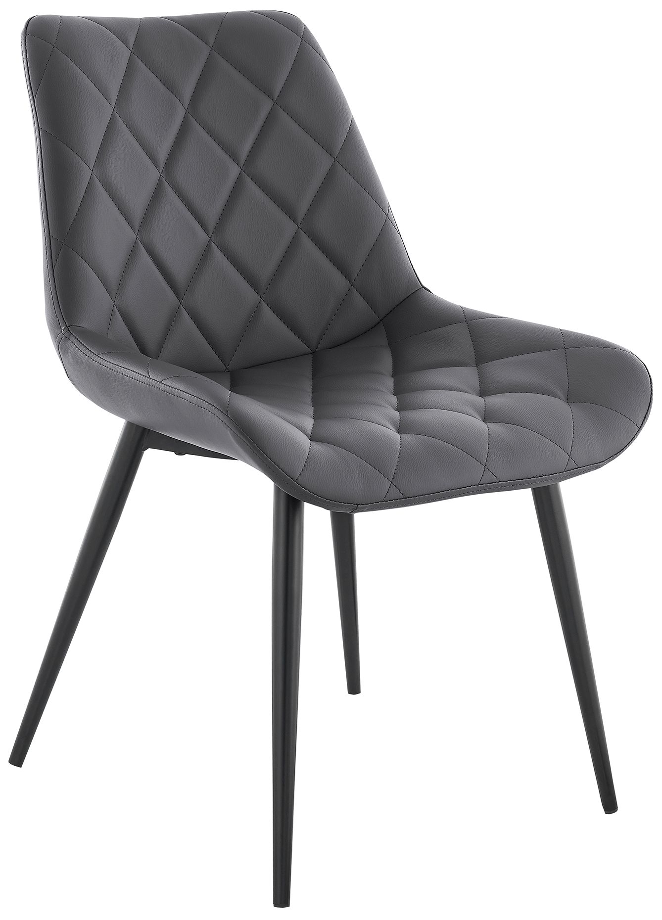 Image 3 Loralie Set of 2 Dining Chairs in Gray Faux Leather and Black Metal more views